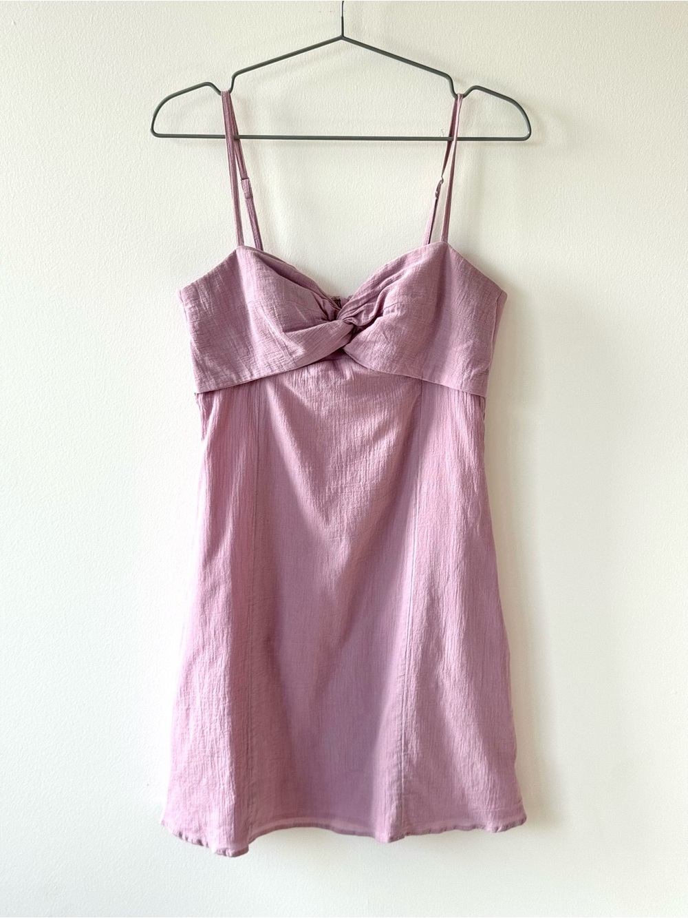 Kookai Dusty Lavender Twist-Front 100% Cotton Mini Dress - Size 36